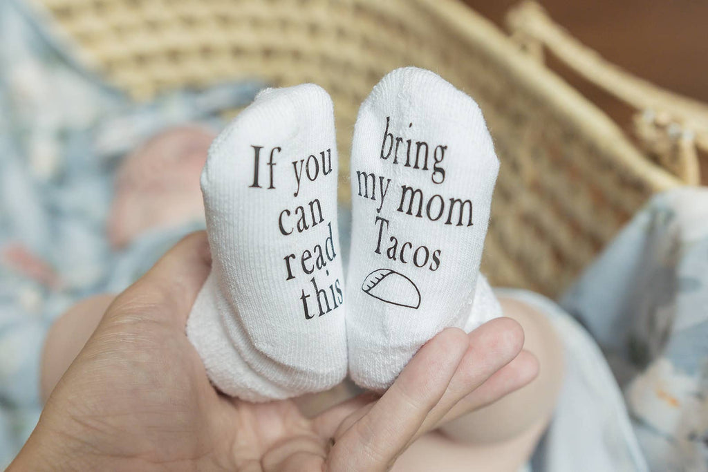 Bring My Mom Tacos Baby Socks | Baby Items | Taco Items: 6-18mo