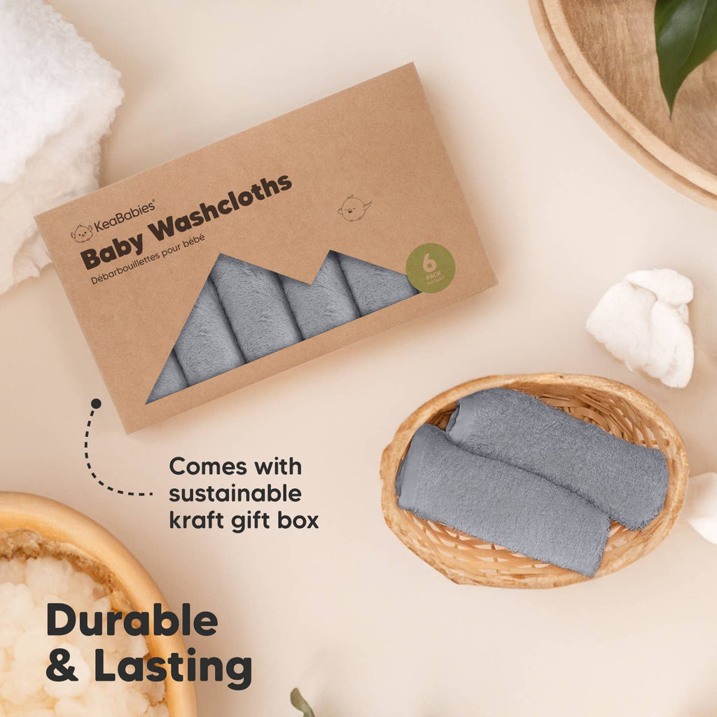 6-Pack Baby Wash Cloths: Heather