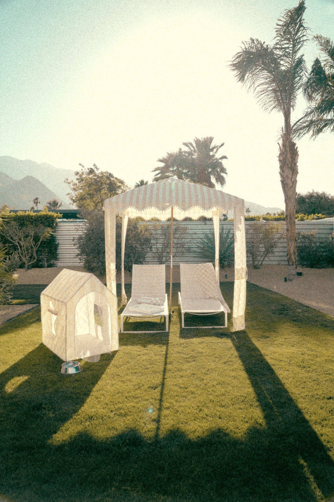 The CHECKER CABANA STRIPE Pup-ana™ Tent
