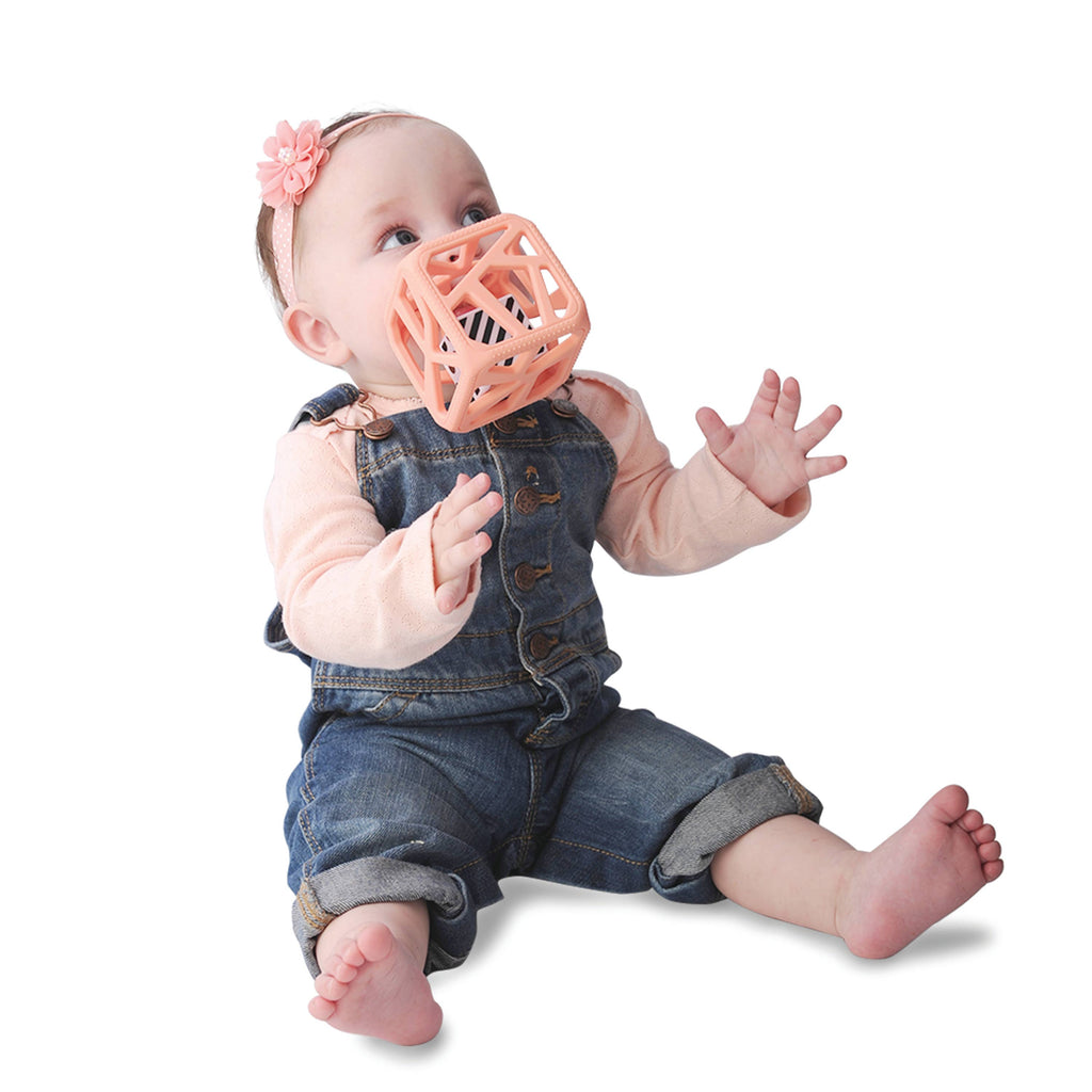Chew Cube - Silicone Teether Rattle: Mint