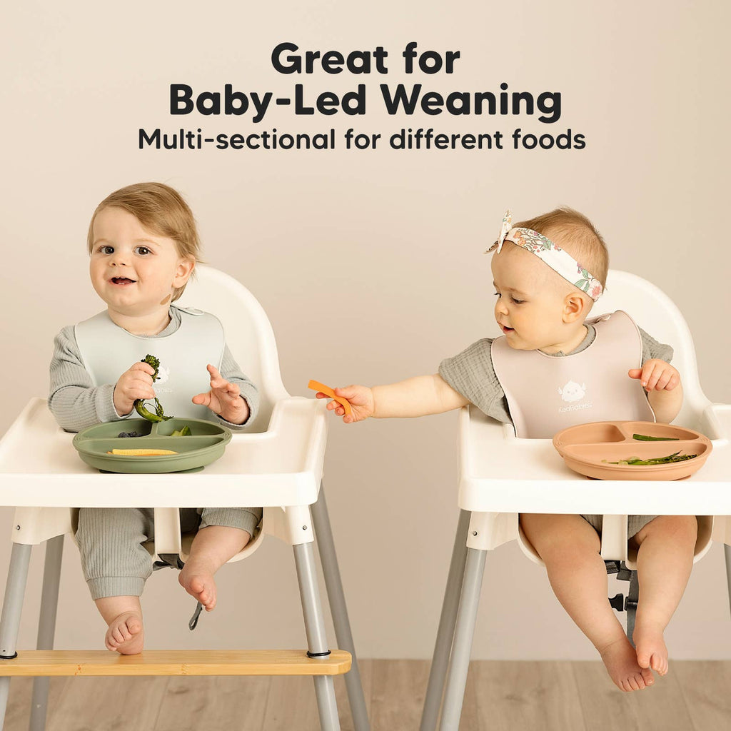 3-Pack Prep Suction Plates for Baby, BPA-Free Silicone Plate: Valiant