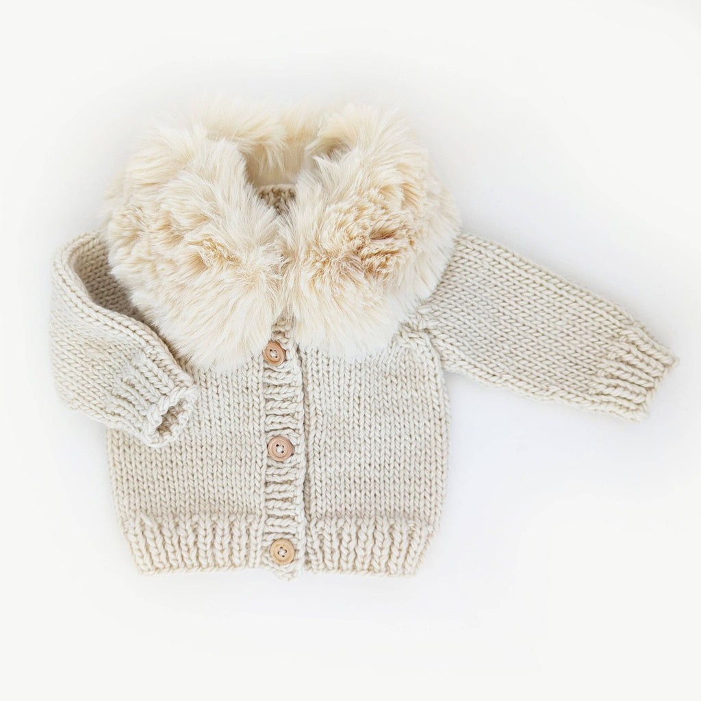 Fur Collar Natural Cardigan Sweater Baby & Toddler: 12-18 months