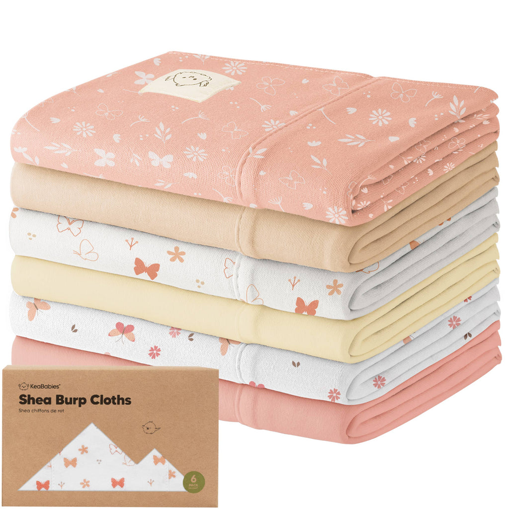 KeaBabies 6-Pack Shea Burp Cloths: Butterflies