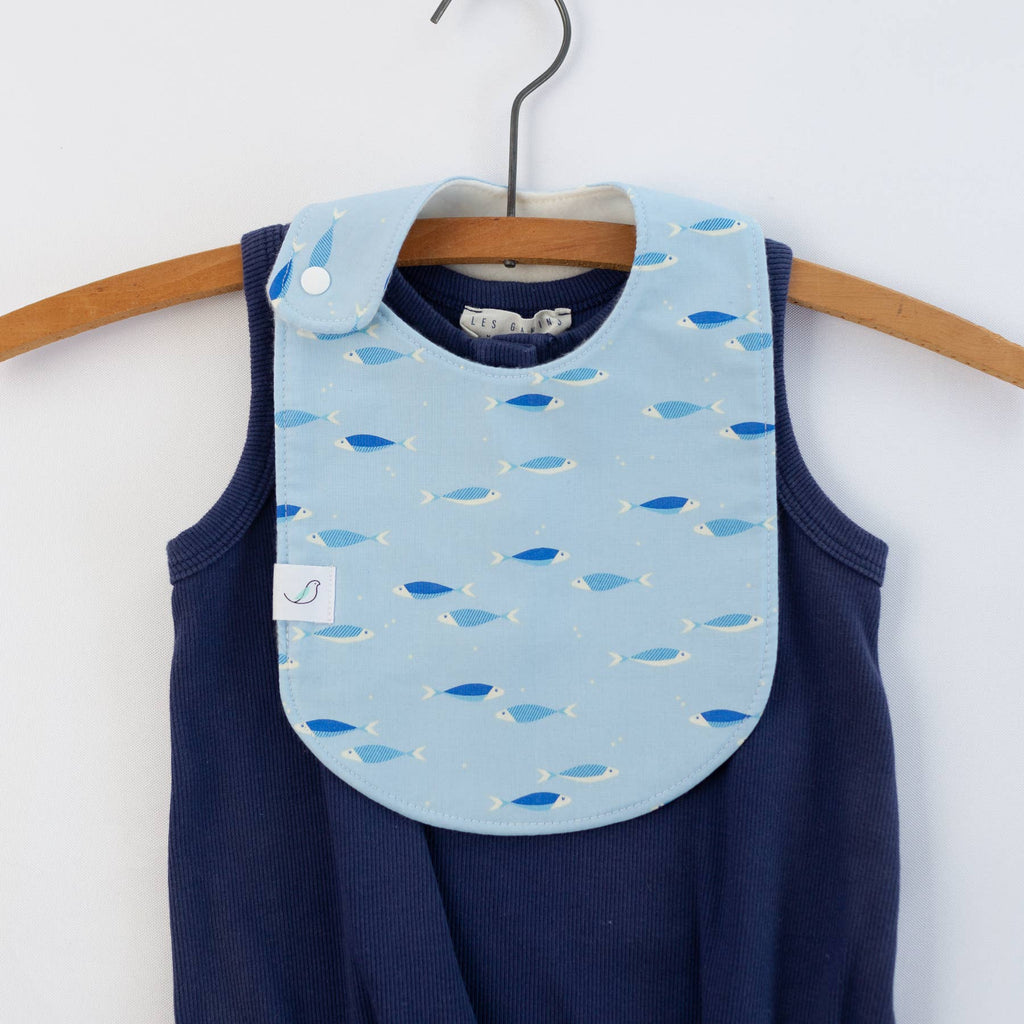 Charlie Snap Bib - Blue Fish