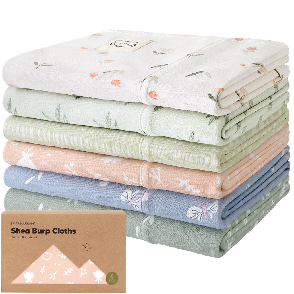 KeaBabies 6-Pack Shea Burp Cloths: Fleur