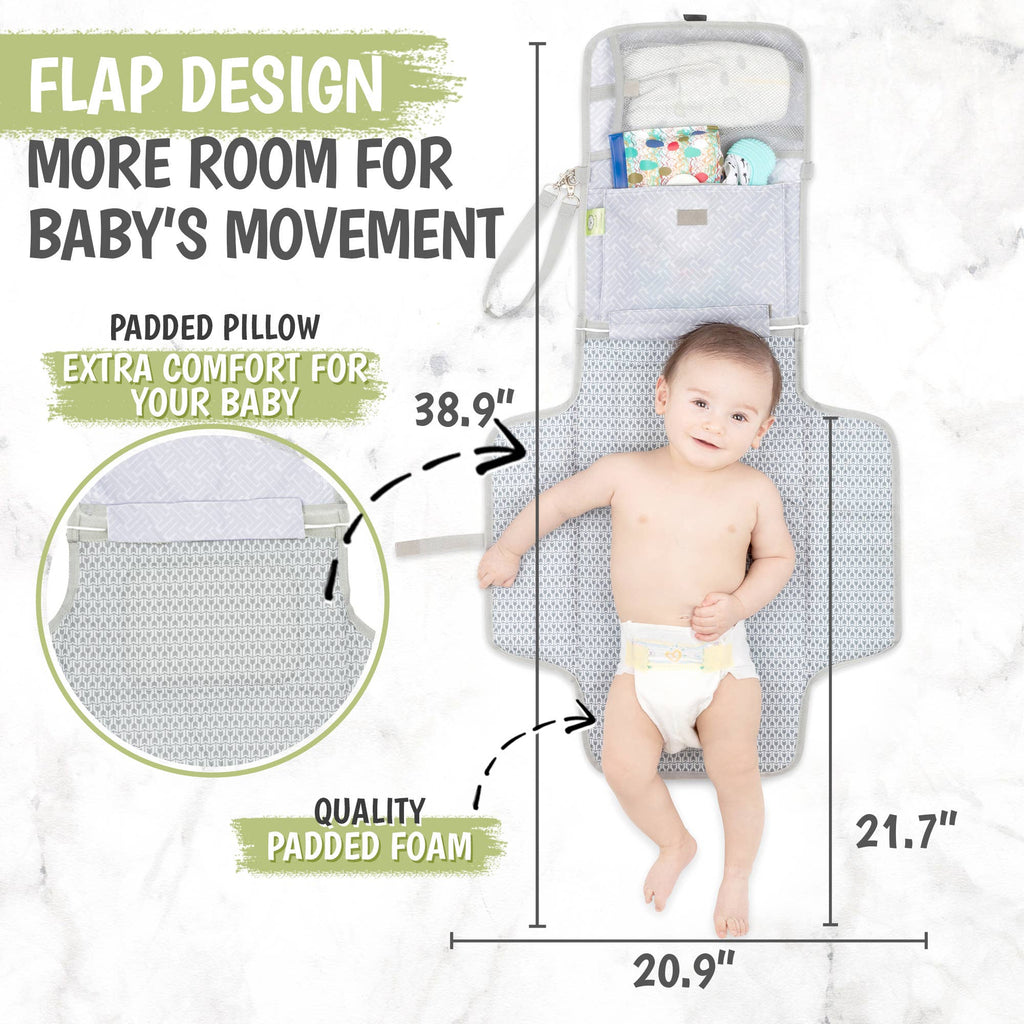 Ezee Portable Diaper Changing Pad, Foldable Changing Mat: Gray Mod