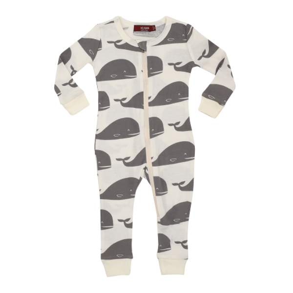 Organic Zipper Grey Whale Pajama