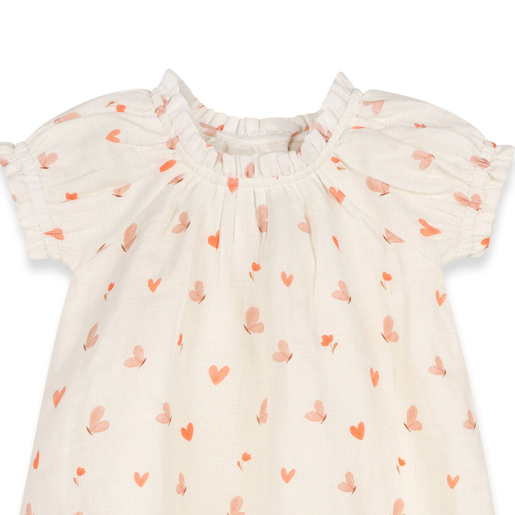 Butterfly Love Puff Sleeve Baby Dress + Bloomer (Organic): NATURAL / 18-24M