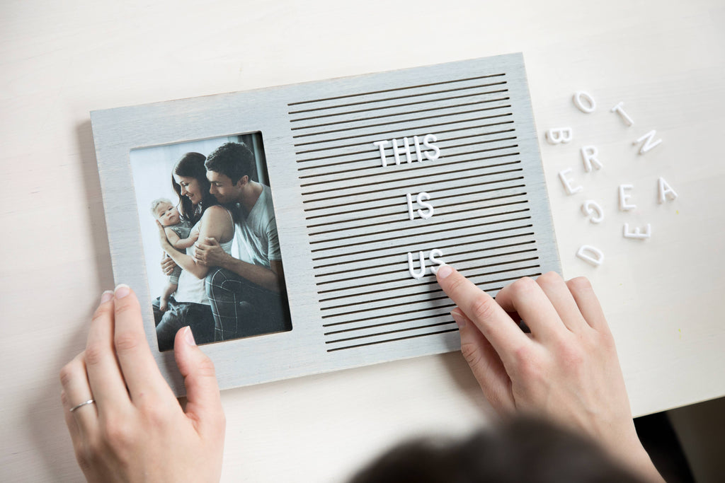 Letterboard Photo Frame, Gray