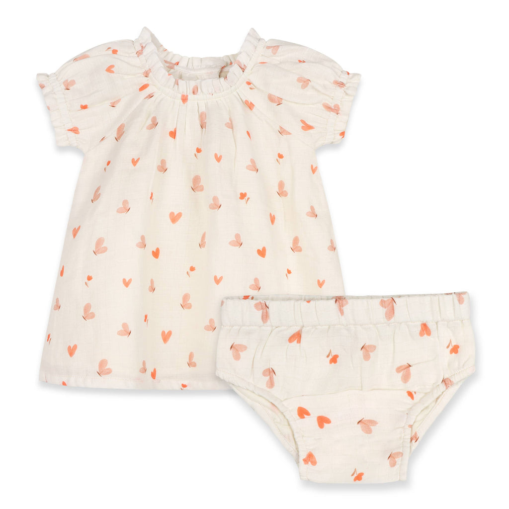Butterfly Love Puff Sleeve Baby Dress + Bloomer (Organic): NATURAL / 0-3M