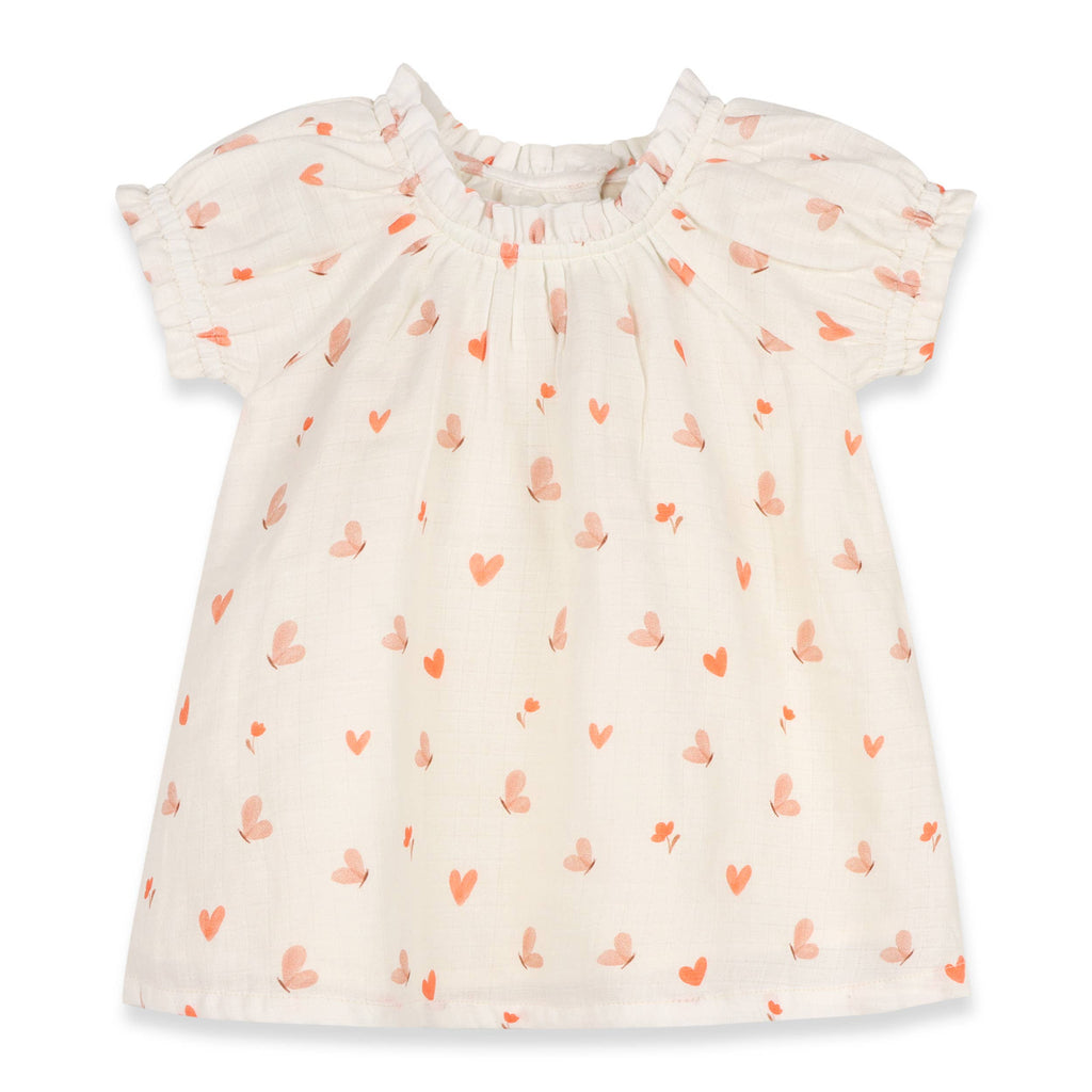 Butterfly Love Puff Sleeve Baby Dress + Bloomer (Organic): NATURAL / 18-24M