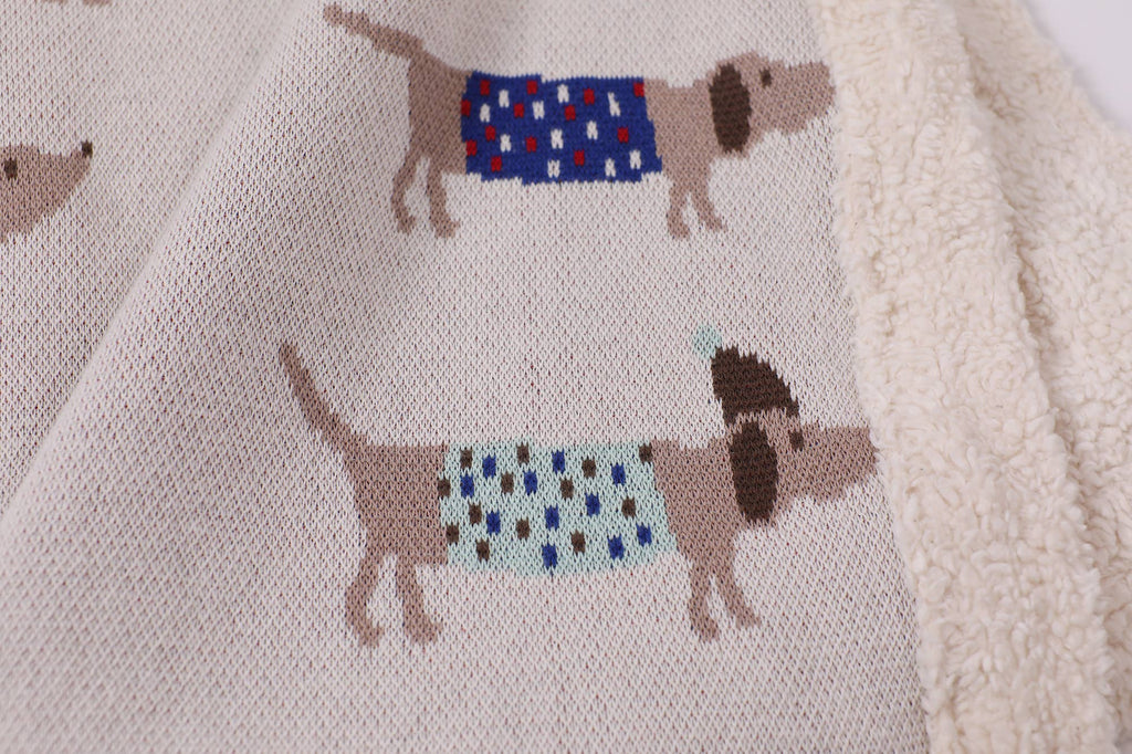 Cozy Sherpa Knit Baby Blanket - dachshund dog (organic)