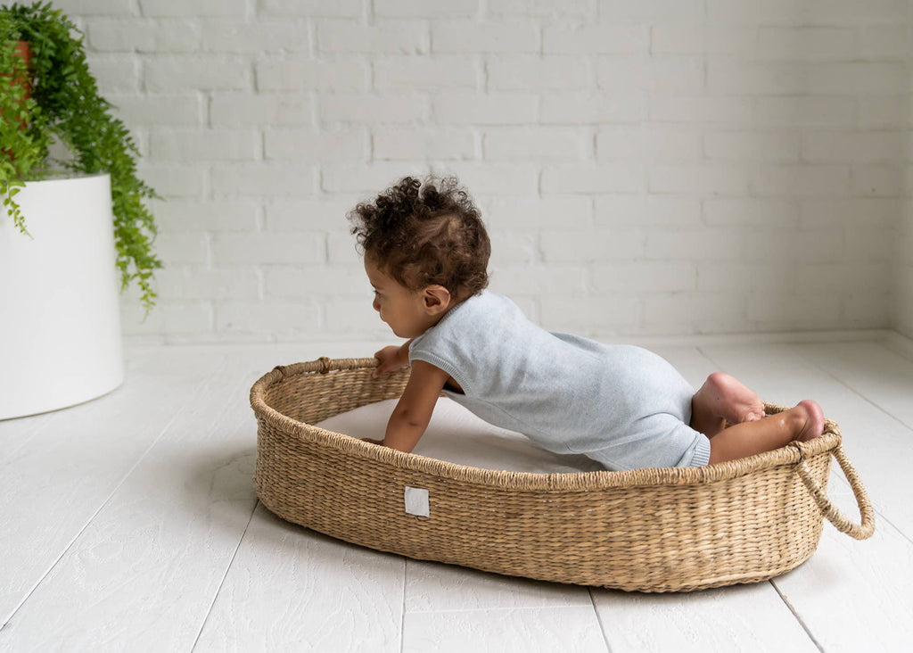 Clouds Jacquard Knit Baby Romper (Organic Cotton): 6-12M / Sky Heather
