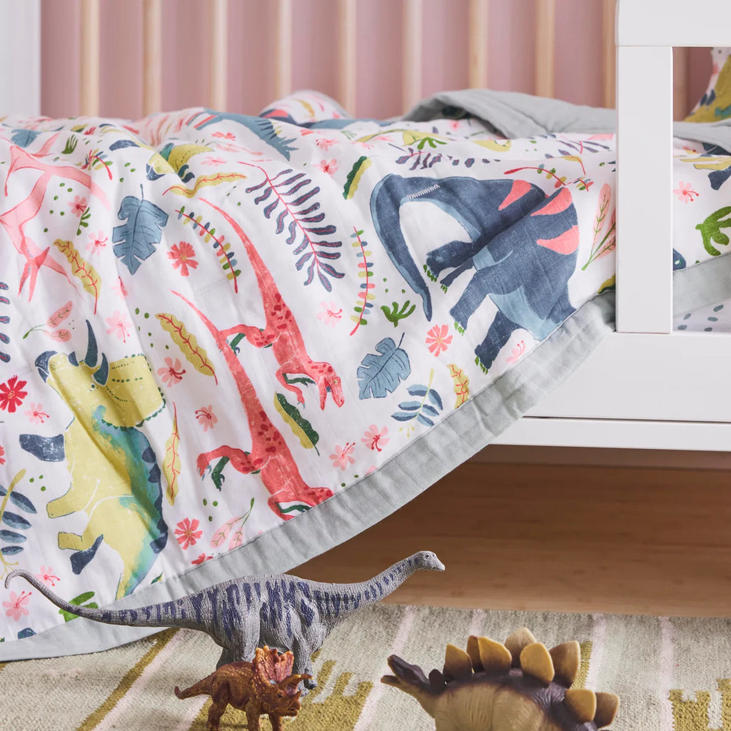 Dino Cotton Muslin 3 Piece Bedding Set