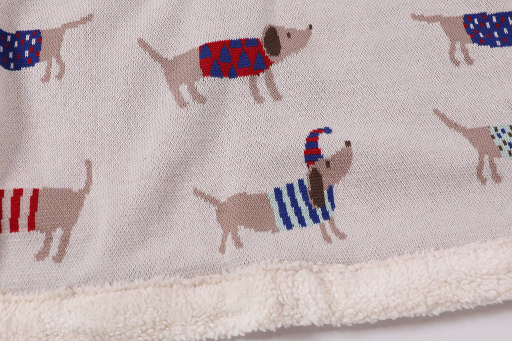 Cozy Sherpa Knit Baby Blanket - dachshund dog (organic)
