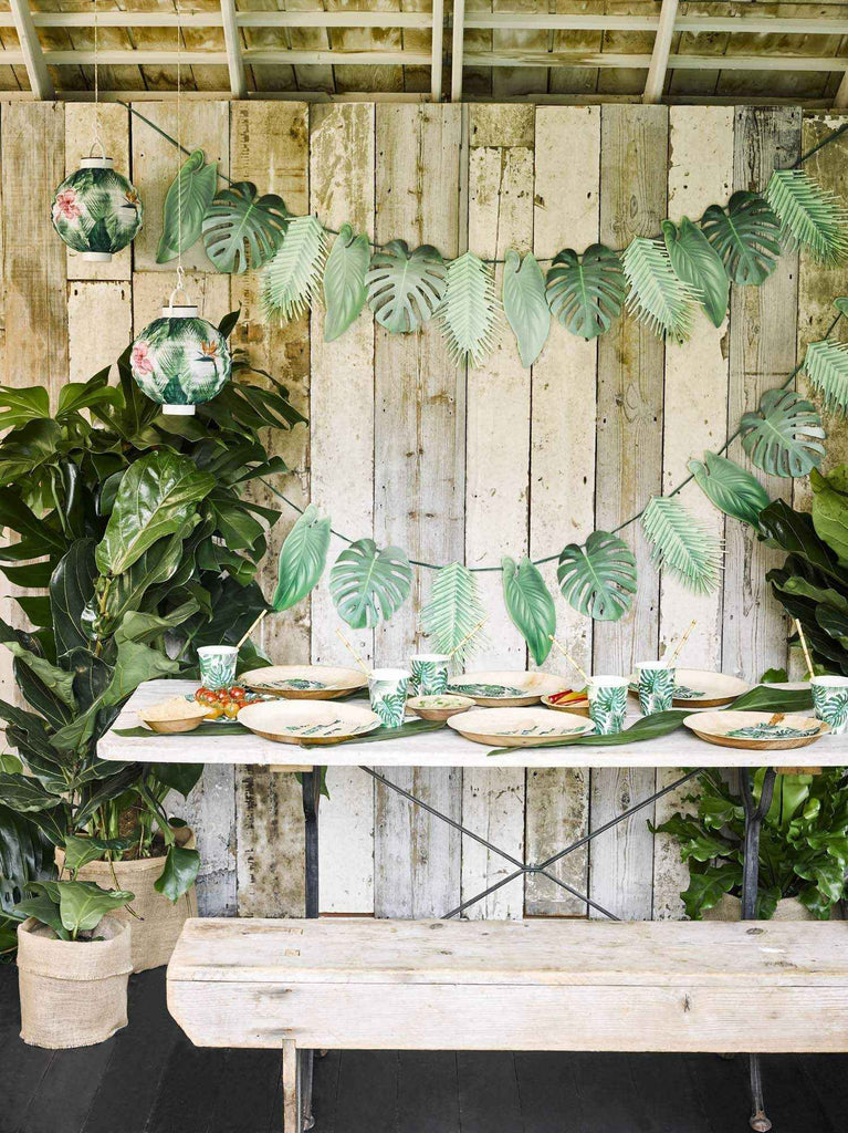 Tropical Green Palm Leaf Garland for Summer Party