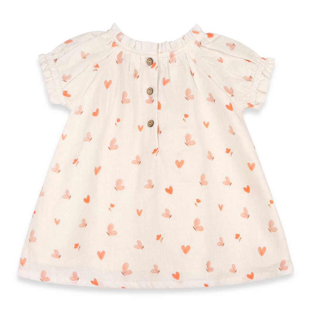 Butterfly Love Puff Sleeve Baby Dress + Bloomer (Organic): NATURAL / 0-3M